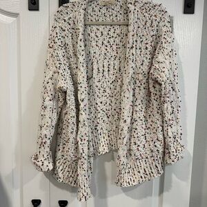 White Chunky Knit Cardigan with Shawl Collar